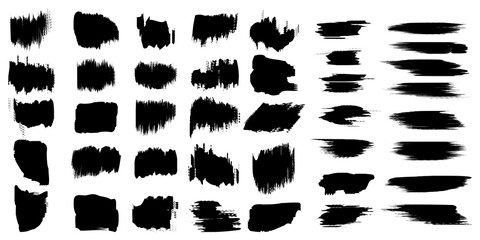 set with black brush strokes. Watercolor brush texture. Graphic element vector. Stock image. EPS 10.