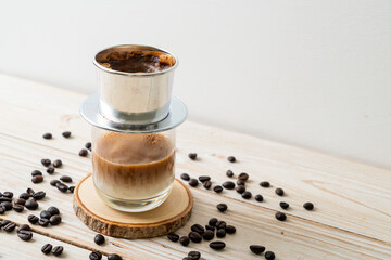 Hot milk coffee dripping in Vietnam style