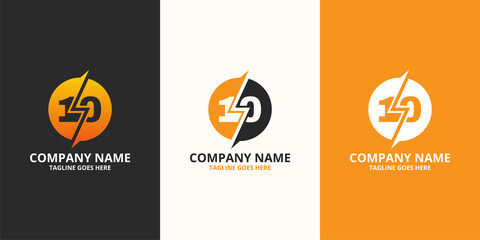 Fototapeta premium Electric initial number 10 Logo Icon Template. Illustration vector graphic. Design concept Electrical Bolt With number symbol. Perfect for corporate, more technology brand identity