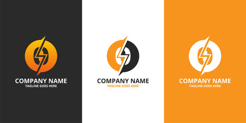 Electric initial number 0 Logo Icon Template. Illustration vector graphic. Design concept Electrical Bolt With number symbol. Perfect for corporate, more technology brand identity