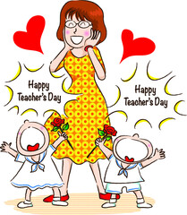 vector cartoon teacher's Day Card