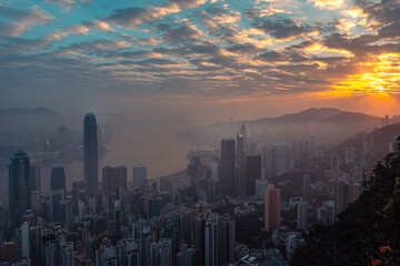 Obraz premium Hong Kong City View at the morning; From Victoria Peak