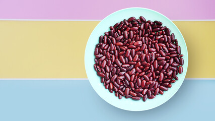 close up of red kidney beans on the plate for background