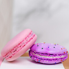 Pink and Purple Macarons Closeup