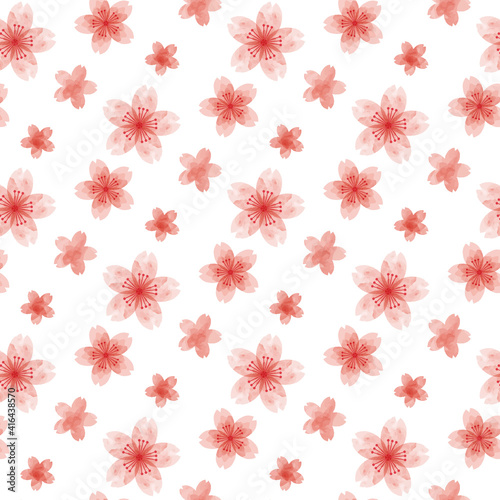 綺麗な水彩の桜のパターン 背景 Beautiful Watercolor Cherry Blossom Pattern Background Wall Mural Gohan 綺麗な水彩の桜のパターン 背景 Beautiful Watercolor Cherry Blossom Pattern Background Wall Mural Gohan