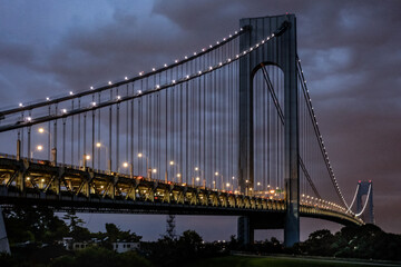 Night Falls On Suspension Bridge