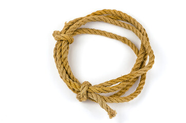 A close-up of the hemp rope against a white background.