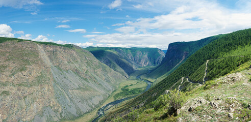 Chulyshman river valley in Altai mountains