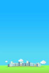 都会・街と緑と青空の背景(縦)