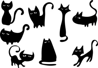 vector cat symbol action set