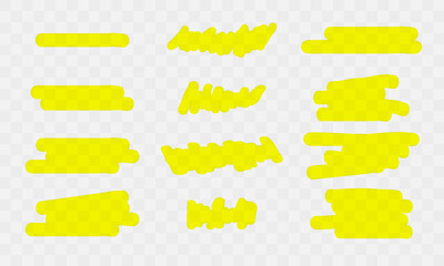 Marker lines. Vector marker brush lines. Creative vector illustration of brush strokes stains, hand drawn yellow marker lines. Flat