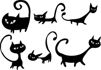 vector cat symbol action set