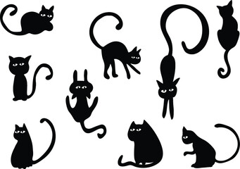 vector cat symbol action set