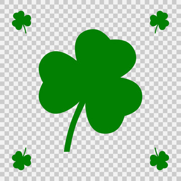 Green clover. Saint Patricks Day. Green clover on on transparent background. Vector illustraation
