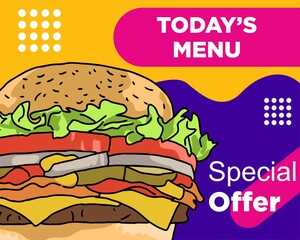 Burger design illustration. Use for poster, flyer, banner, advertising and marketing product