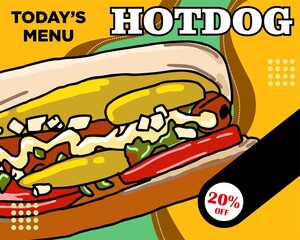 Hotdog design illustration. Use for poster, flyer, banner, advertising and marketing product