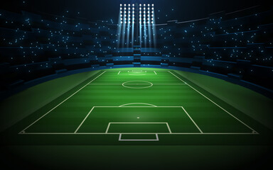 Football field with floodlights, 3d illustration