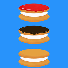 Funny Sweet Food icons set cartoon style game art illustration. Food store poster card design.