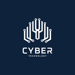 initial letter cyber alphabet logo design
