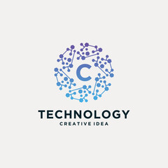 letter C creative logo of a circle technology