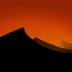 Red Love Sunset Landscape art illustration wallpaper background poster card design.