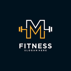 fitness logo alphabet letter with Kettlebell fitness vector icon design and Barbell Fitness Gym Logo Design