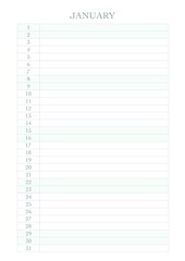 calendar for 2022 by months with fields for entries for every day