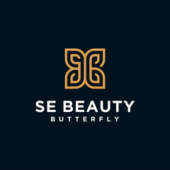Abstract letter se ,s logo,butterfly gold, beauty logo