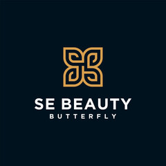 Abstract letter se ,s logo,butterfly gold, beauty logo