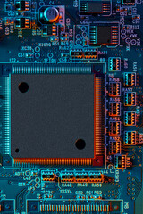 Electronic circuit board close up.