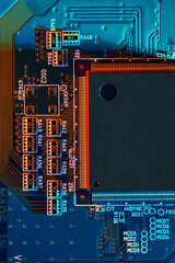 Electronic circuit board close up.