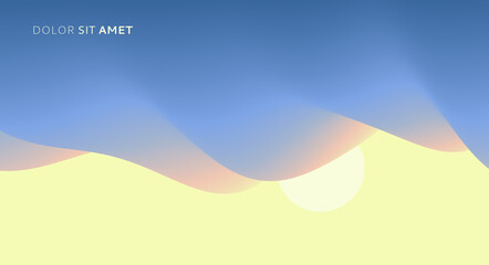 Sky with sun in the clouds. Nature background. Modern pattern. 3d vector Illustration.