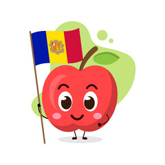 cute apple hold the flag of Andorra.cute vector illustration