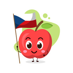 cute apple hold the flag of Czech Republic.cute vector illustration