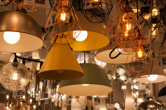 Lighting equipment store. Several included lamps of different designs.