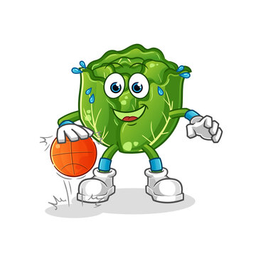 recommend clip art: cabbage dribble basketball character. cartoon mascot vector