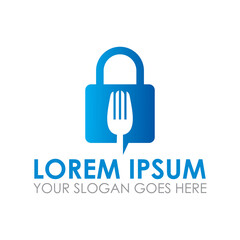 lock fork vector , food logo