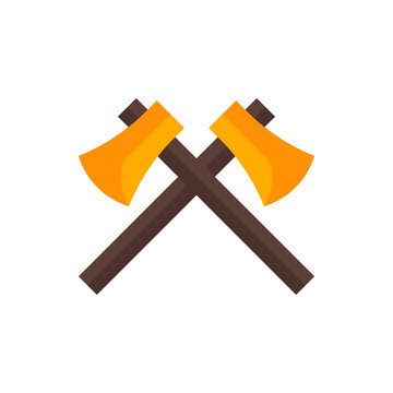Axe, Lumberjack Equipment Flat Icon Logo Illustration Vector Isolated. Labour Day, May Day, Industry, And Construction Icon-Set. Suitable for Web Design, Logo, App, and Upscale Your Business.