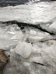 winter on the river close up