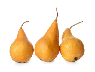Fresh ripe pears on white background