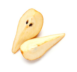 Fresh cut pears on white background