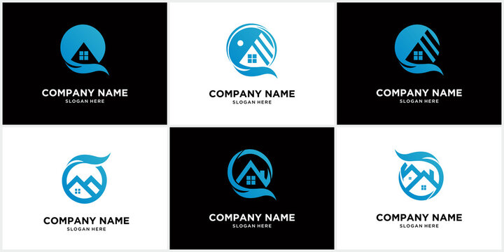 set of creative Real estate logo and home logo template.