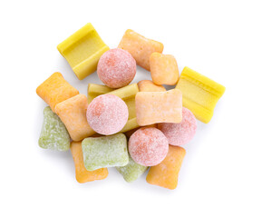 Chewing gums on white background