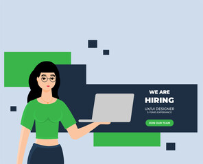 Girl. Business hiring and recruiting concept. Flat vector illustration.
