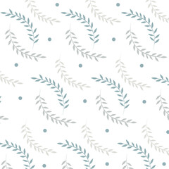 seamless abstract grey floral background with leaves