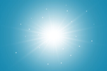 Glowing light effect on blue background. Sun shine.Vector illustration EPS10.