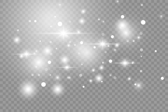 White glowing light effect isolated on transparent background