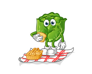 cabbage on a picnic cartoon. cartoon mascot vector