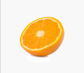 Slice of fresh orange isolated on white background