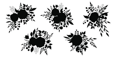 Bouquets of black roses. Vector illustration.
